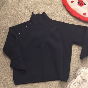 Women's Navy Sweater with Button Detail